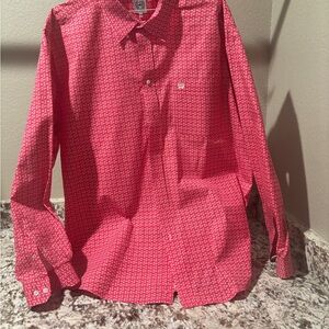 Cinch Men's Red Geometric Button Down Shirt